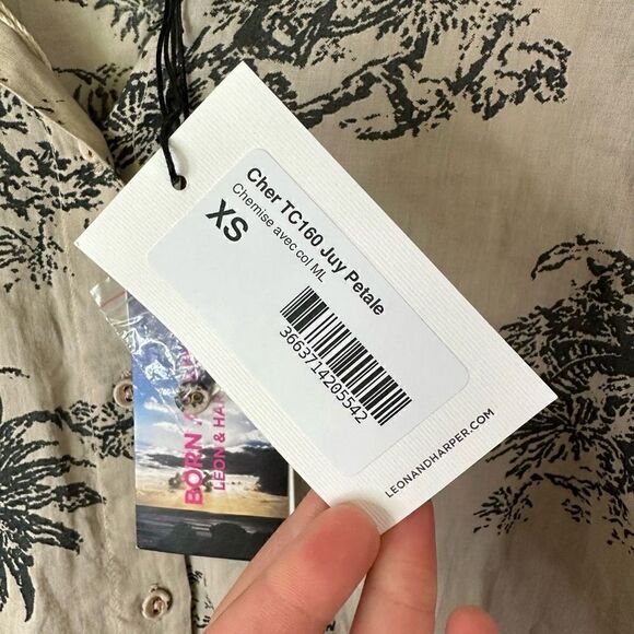 Leon & Harper Women’s Cher Juy Shirt Petale Claudine Collar Organic Cotton Blous - Picture 5 of 12